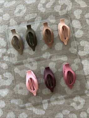 Set of 7 Matte Leaf Hair Clips in Neutrals and Pinks